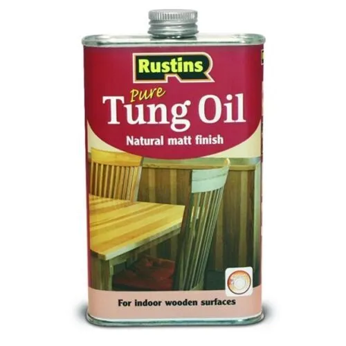 Aceite de tung puro Rustins 500 ml acabado duro para carpintería interior/prendas de trabajo