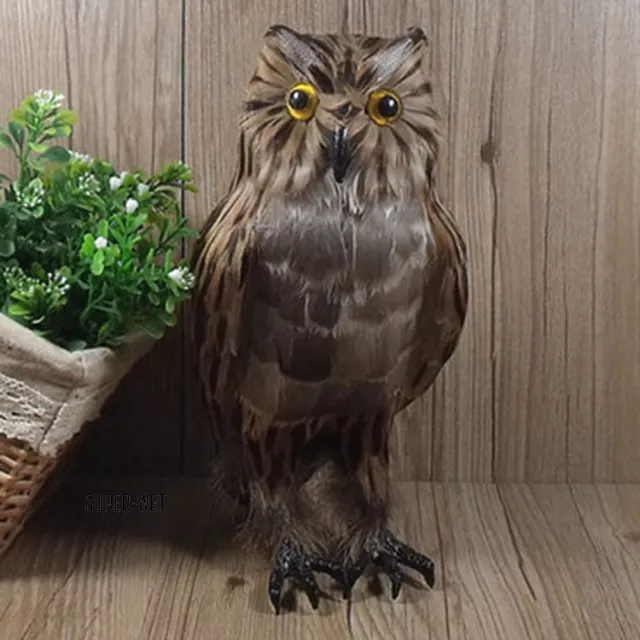 Fake Artificial Owl Bird Feather Realistic Taxidermy Home Garden Decor 16-27cm