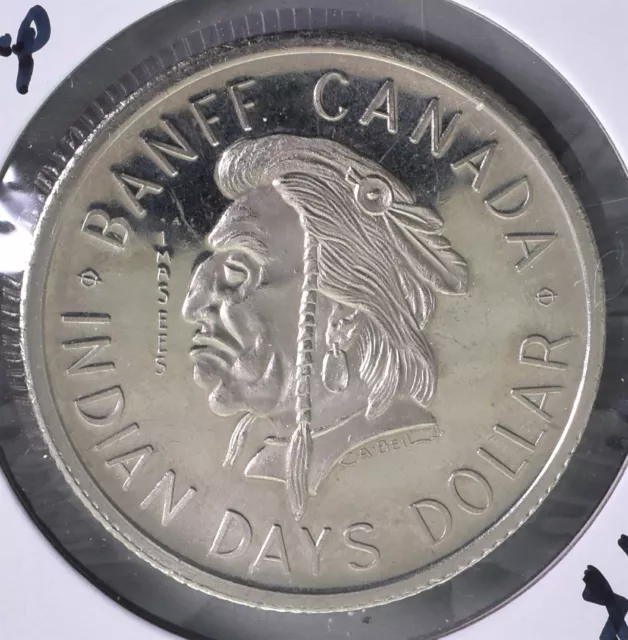 1974 ~ Banff Alberta Canada Indian Days Dollar Rcmp Horseman Unc ~ Proof ~ *L758