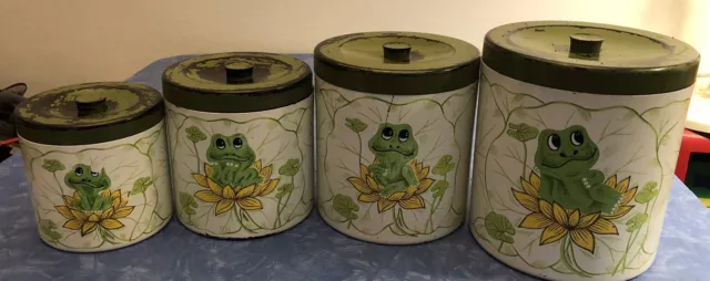 Vintage 1977 Sears, Roebuck And Co Neil The Frog Set 4 pc. Canister Set