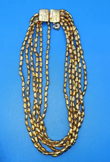 Vintage LIZ CLAIBORNE Chocker Necklace multi strand gold tone