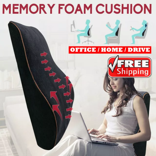 Memory Foam Lumbar Back Support Cushion Seat Waist Back Pillow Home Car Office A