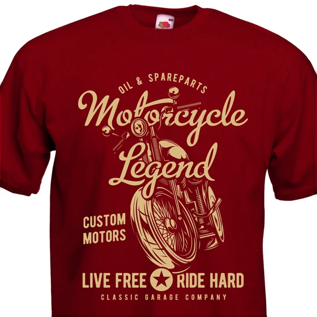 T-shirt Motorcycle Legend Mens Biker top motorbike Custom Motors Motard Moto 60'