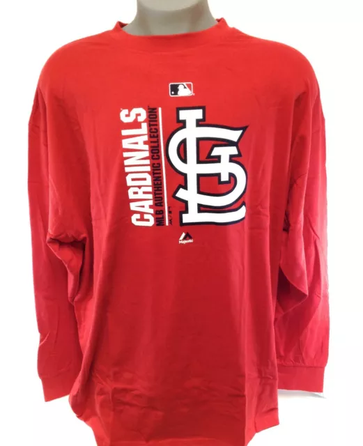 MENS MAJESTIC ST. Louis Cardinals MLB Authentic Baseball Long Sleeve Tee  Shirt $23.99 - PicClick