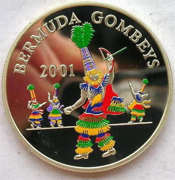 Bermuda 2001 Gombey Dancers 5 Dollars Silver Coin,Proof