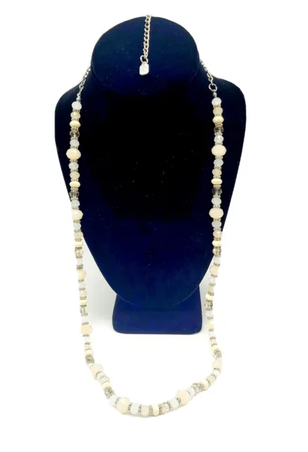 You And I Beige Champagne Color Beaded Long Necklace