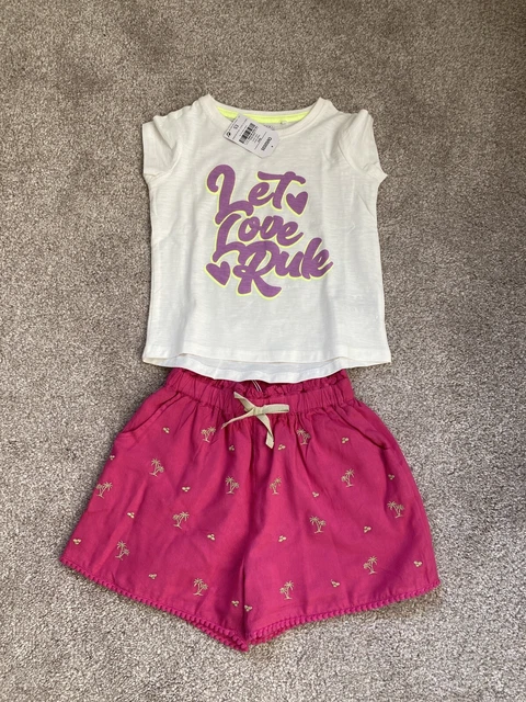 BNWT John Lewis Next Girls Top And Shorts Outfit Age 2-3 Years (3 Years)