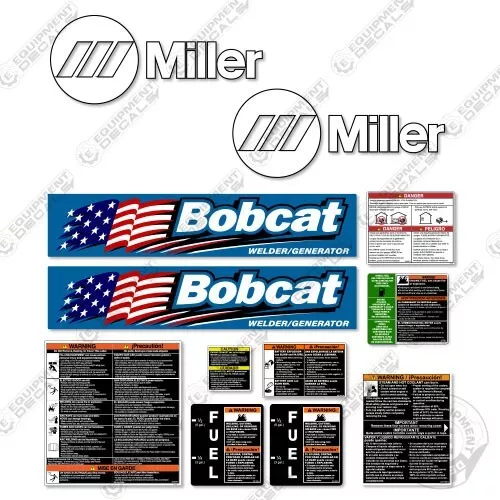 Miller Bobcat 250 Decal Kit Generator (DIESEL VERSION)  7 YEAR OUTDOOR 3M VINYL!