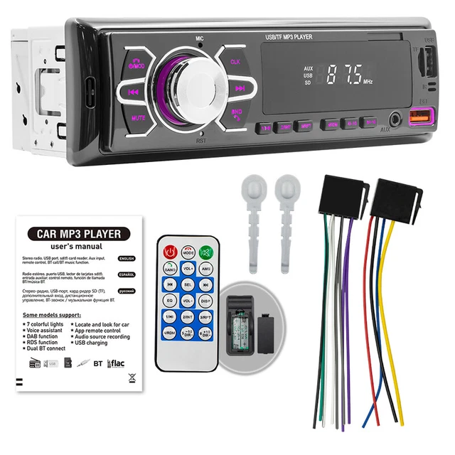 Single Din Car Stereo Receiver Radio USB Playback Find Car Voice Assistant MP3