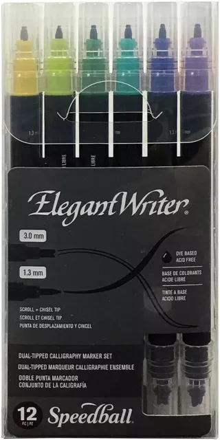 Speedball Elegant Writer Dual-Tip Calligraphy Marker Pens Multicoloured (12pcs)