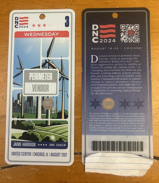 2024 DEMOCRATIC NATIONAL Convention Dnc Ticket/ Credential! Kamala