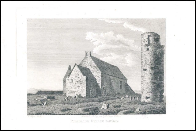1797 Antique Engraving IRELAND KILCULLIN CHURCH Killcullen Co.Kildare (IG36)