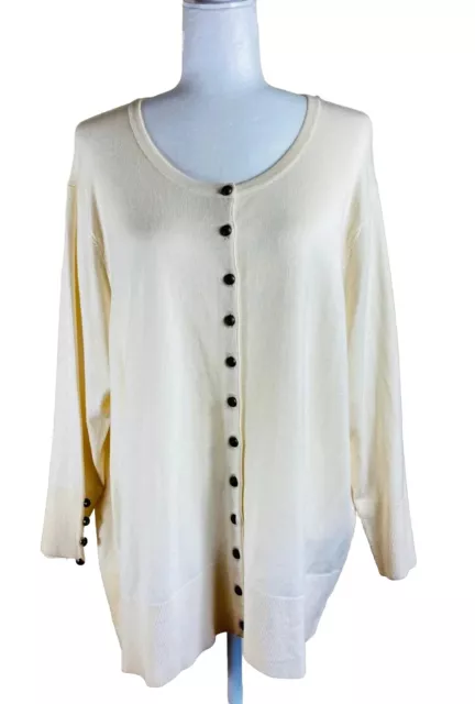 Grace Elements Cardigan Knit Sweater Ivory Button Up Womens Plus 3X NWT