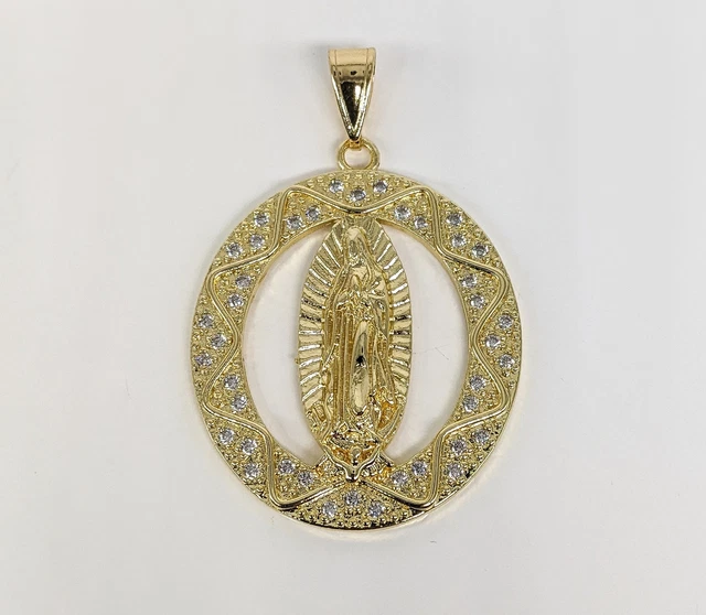Gold Plated My Lady Virgin Mary Pendant Oro Laminado Virgen de Guadalupe Medalla