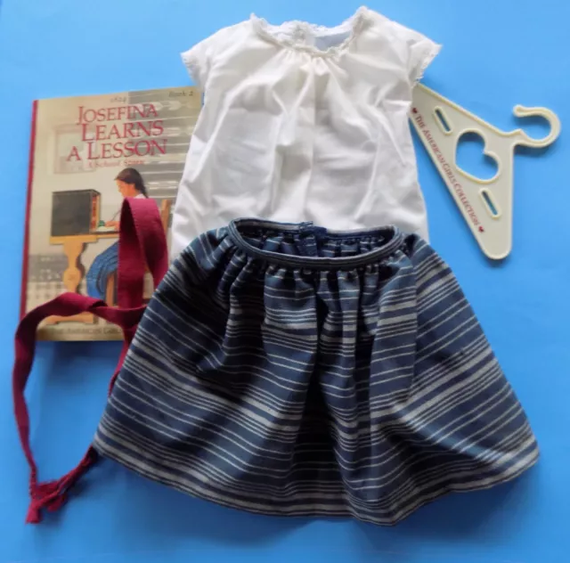 Retired Josefina Indigo School Outfit American Girl Doll Skirt Camisa Belt Book