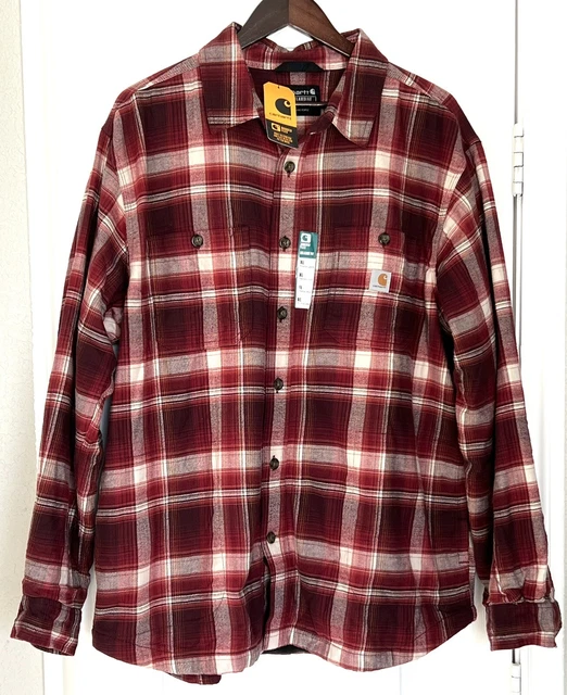 Carhartt 104913 Rugged Flex FLEECE LINED Midweight Flannel Shirt XL Relaxed Fit