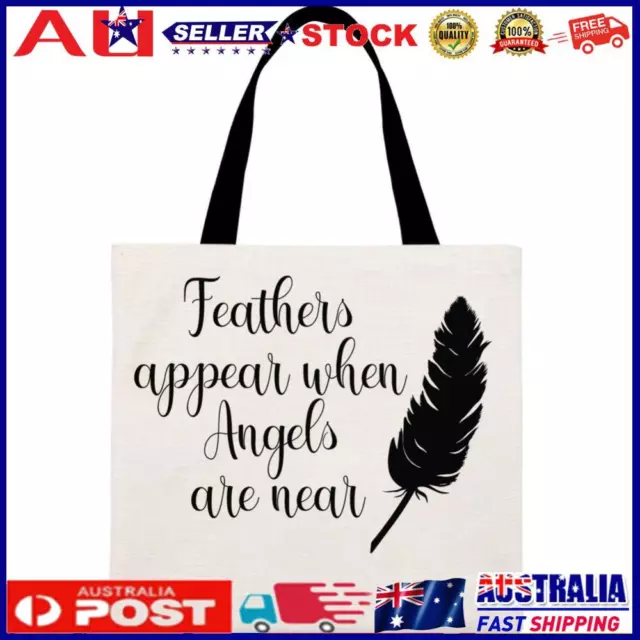 Feathers appear when Angels are near Printed Linen Bag