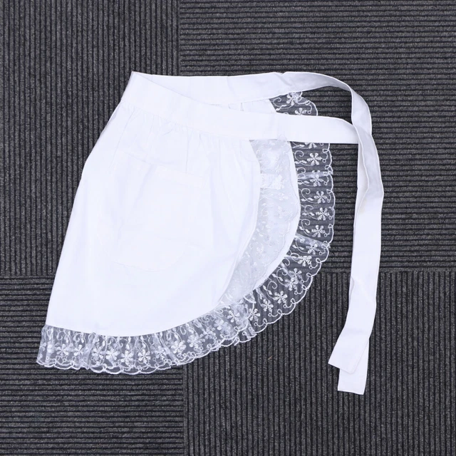 Delantal de servidor blanco de camarera traje blanco mujeres adultos baberos ropa