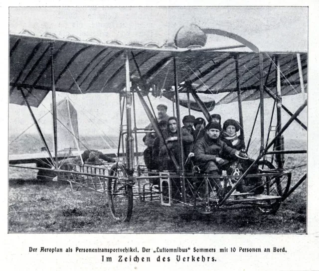 Aeroplan "Luftomnibus" Sommers mit 10 Personen an Bord 1911