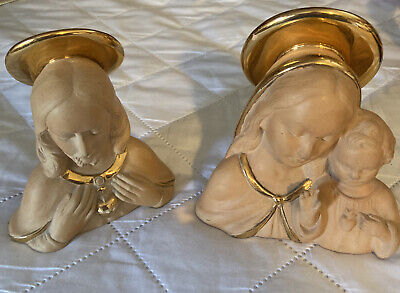 2 Pax Et Bonum Italy Religious Statue Bust Figure Sacred Heart Numbered Gold