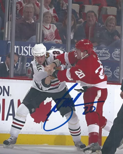 Brad May Signed 8x10 Fight Photo Detroit Red Wings Autographed COA