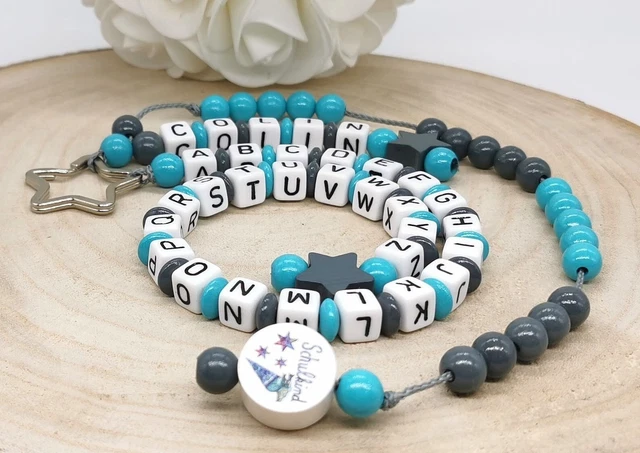 Rechenkette ABC-Kette Schulkind Zählkette mit Namen Türkis Geschenk Einschulung