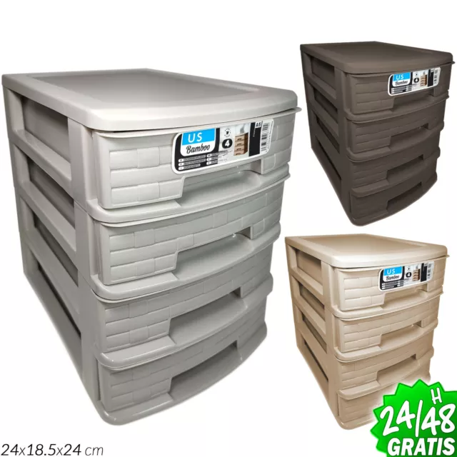 CAJONERA 4 cajas ORGANIZADOR PLASTICO OFICINA GABINETE DORMITORIO ALMACENAMIENTO