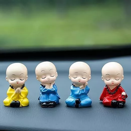 Cute Monk Statue Miniature Buddha Figurine Wise Figure Baby Little 4 PCS