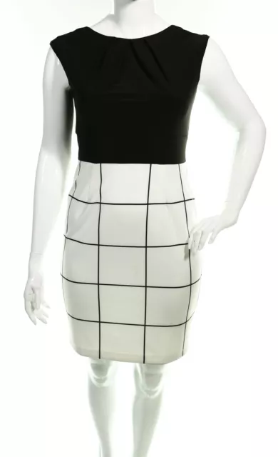 Christin Michaels 134041 Womens Cap Sleeve Sheath Dress Black/White Size 12