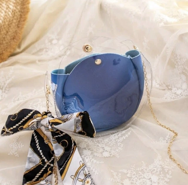 (NO SECRETS) Transparent Fashion Crossbody bag With Inner Pouch & Scarf