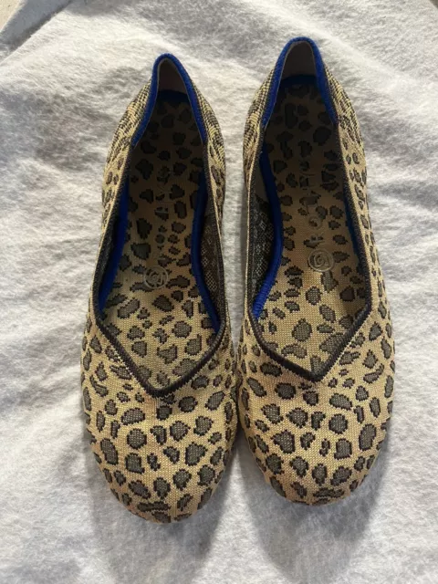 ROTHY'S The Flat Size W8.5 Cheetah Leopard Print Ballet Flats Shoes Round Toe