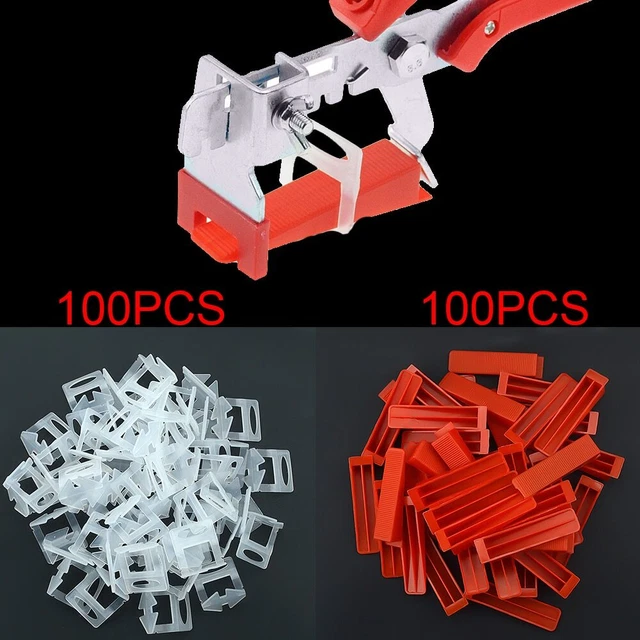 200Pcs Plastic Ceramic Tile Leveling System 100 Clips+100 Wedges