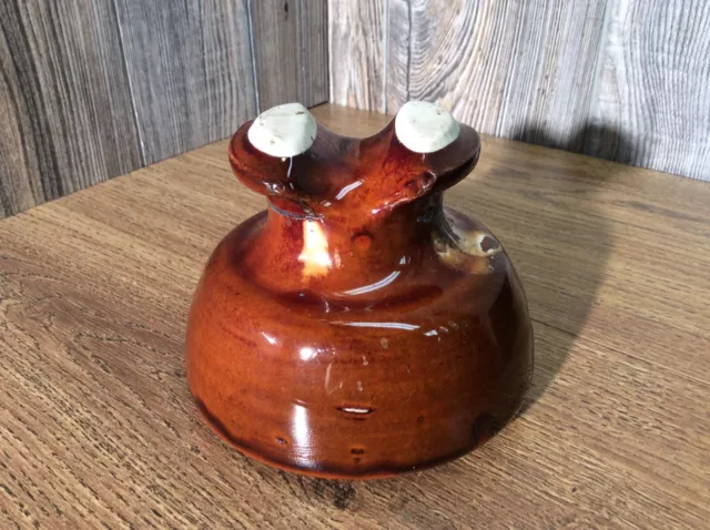 Vintage Locke Porcelain Ceramic Insulator USA 9995 Brown Telegraph Electric B8