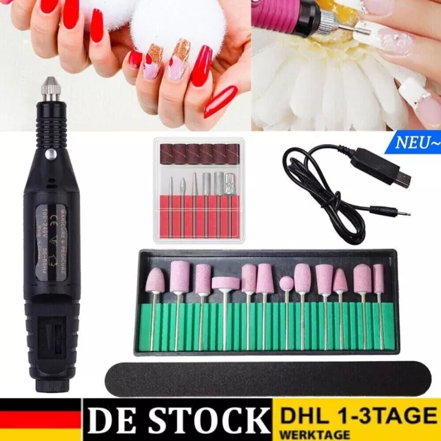 Nagelfräser Fräser Elektrische Nagelfeile Akku Profi USB Set,Pediküre Maniküre