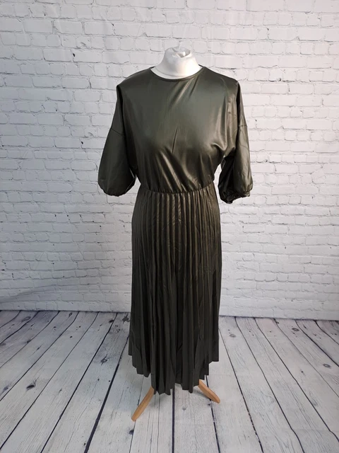 Asos Green Short Sleeve Pleated Skirt Long Dress Womens Size 10 (GN24)