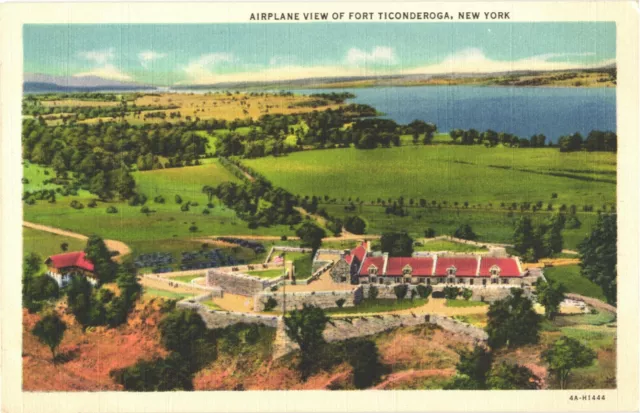 Airplane View Of Ticonderoga, Fort, Lake Champlain, Vermont, New York Postcard