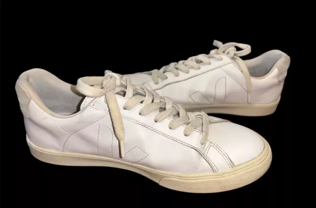 VEJA ESPLAR Leather Sneakers Logo Extra White Lace Up Shoes Women's Size 8 3