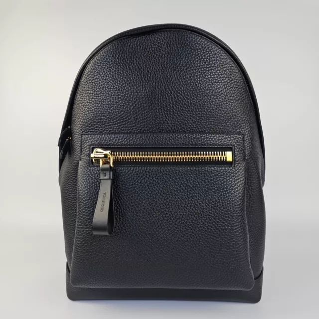 Tom Ford Buckley Men's Black Grained Leather Backpack New SS24