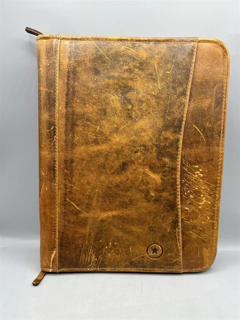 AARON LEATHER GOODS ZIPPERED PORTFOLIO ORGANIZER 11" x 13"