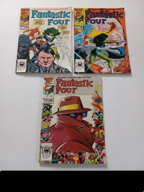 Lot Of 3 Fantastic Four 1986 #292, 295, 296 (Hitler Cover) John Byrne Nick Fury