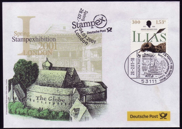 Ausstellungsbeleg Nr. 59 SPRING STAMPEX London 2001, SSt Bonn 28.2.01