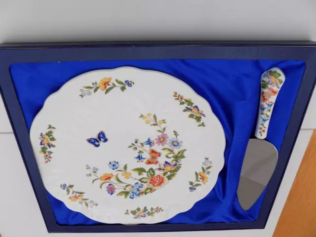 Aynsley Cottage Garden Cake Plate & Server In Box