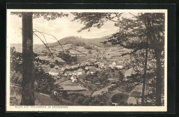 AK Niklasberg i. Erzgeb., Blick vom Berg auf den Ort 1930
