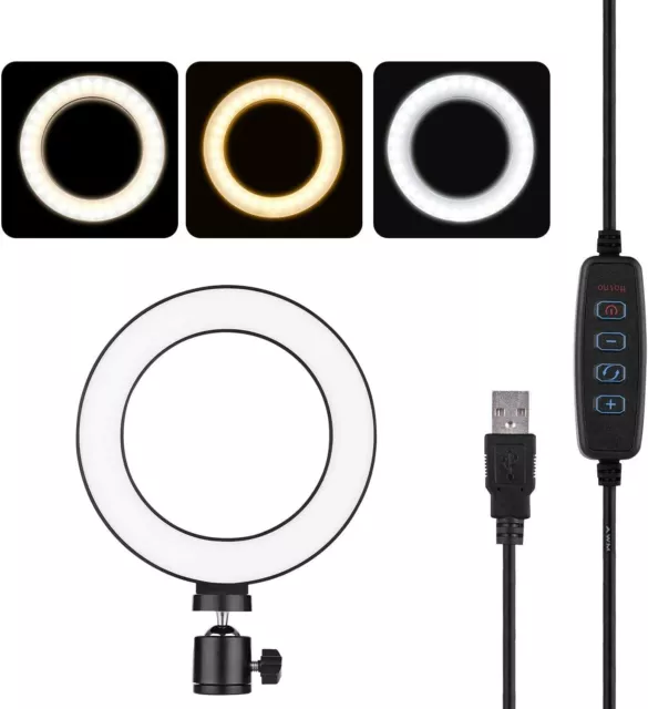 Luz de Uso Médico Anillo LED Regulable, 16 Cm. 6 Pulgadas USB Selfie Kit Regalo