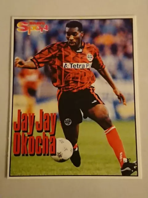 Jay Jay Okocha Rookie-Karte (2. Jahr) - Bravo Sport 1995 (handgeschnittener Aufkleber) - Ex C