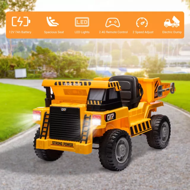 12V Ride On Dump Truck with Remote Control Music Electric Car Gift For Kids 2