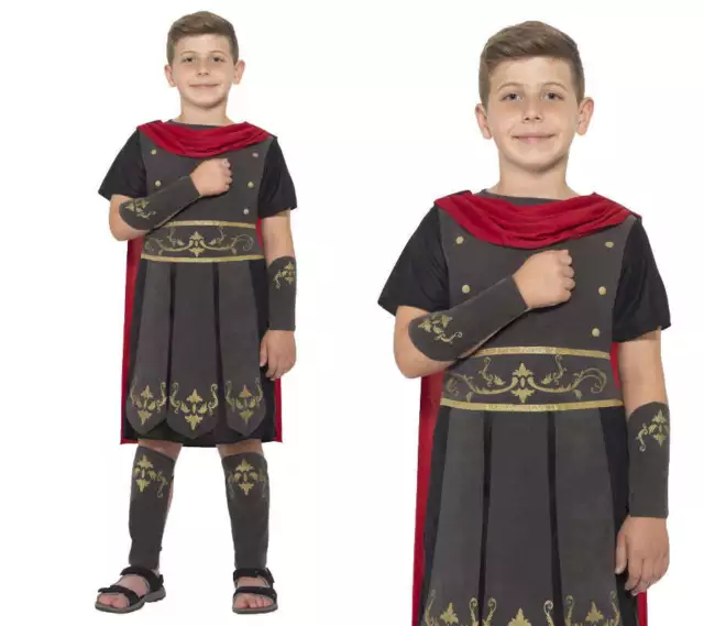 Enfant Romain Costume Soldat Ado Gladiateur Guerrier Livre Day Déguisement Neuf, 2