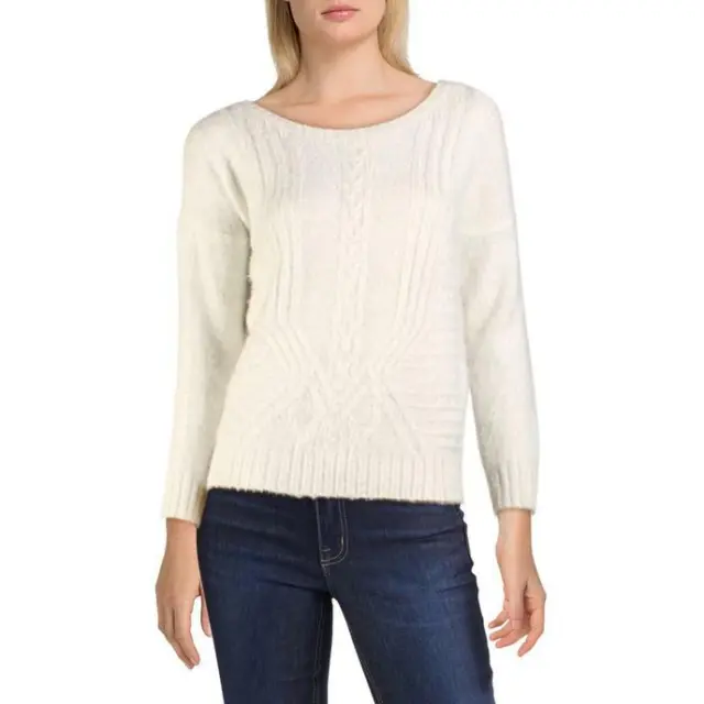 Raga (Anthropologie) NWT Fuzzy White EMILY Metallic Pullover Sweater, Medium