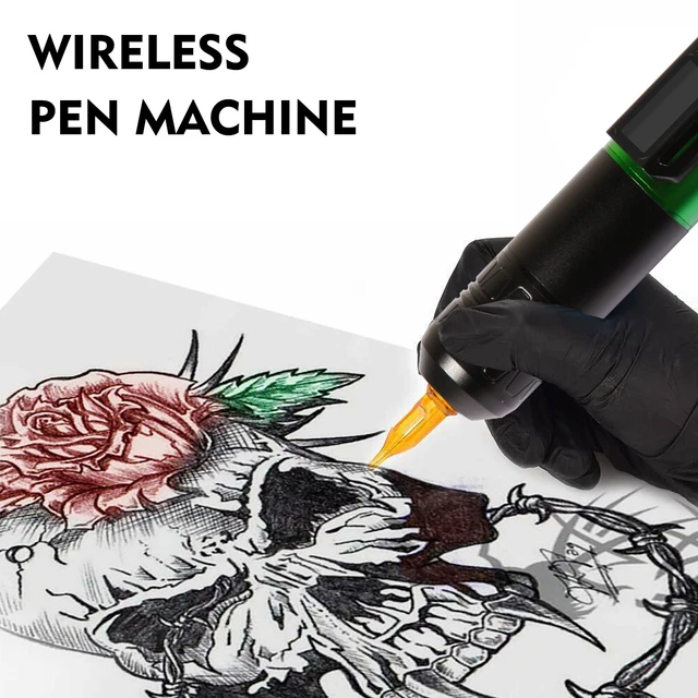 Máquina de lápiz de cartuchos de tatuaje inalámbricos 1800 mAh motor sin núcleo LCD verde eléctrico
