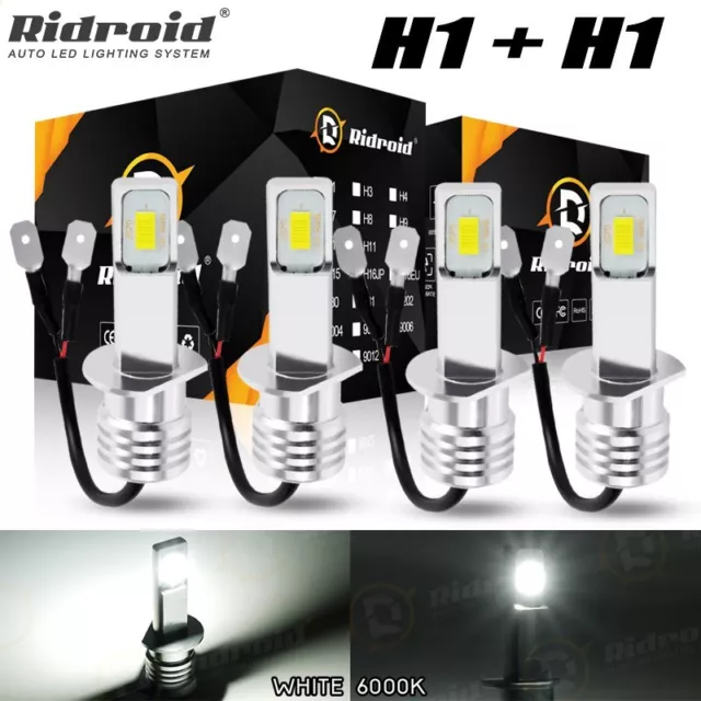 4x H1 LED Headlight Bulbs Conversion Kit High Low Beam Super Bright 6500K White
